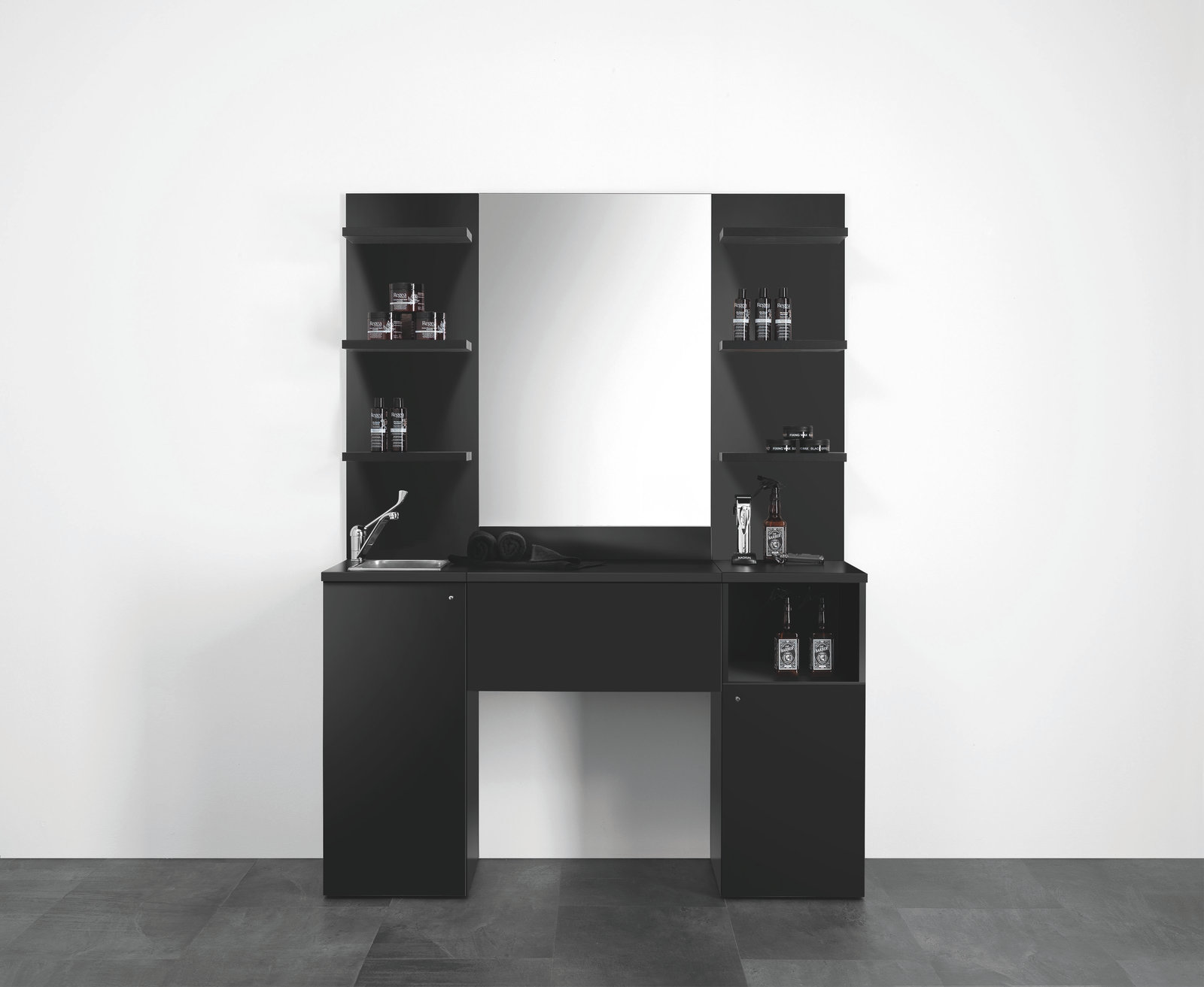 BARBER 2 BLACK
Mobile da barbiere laminato
nero