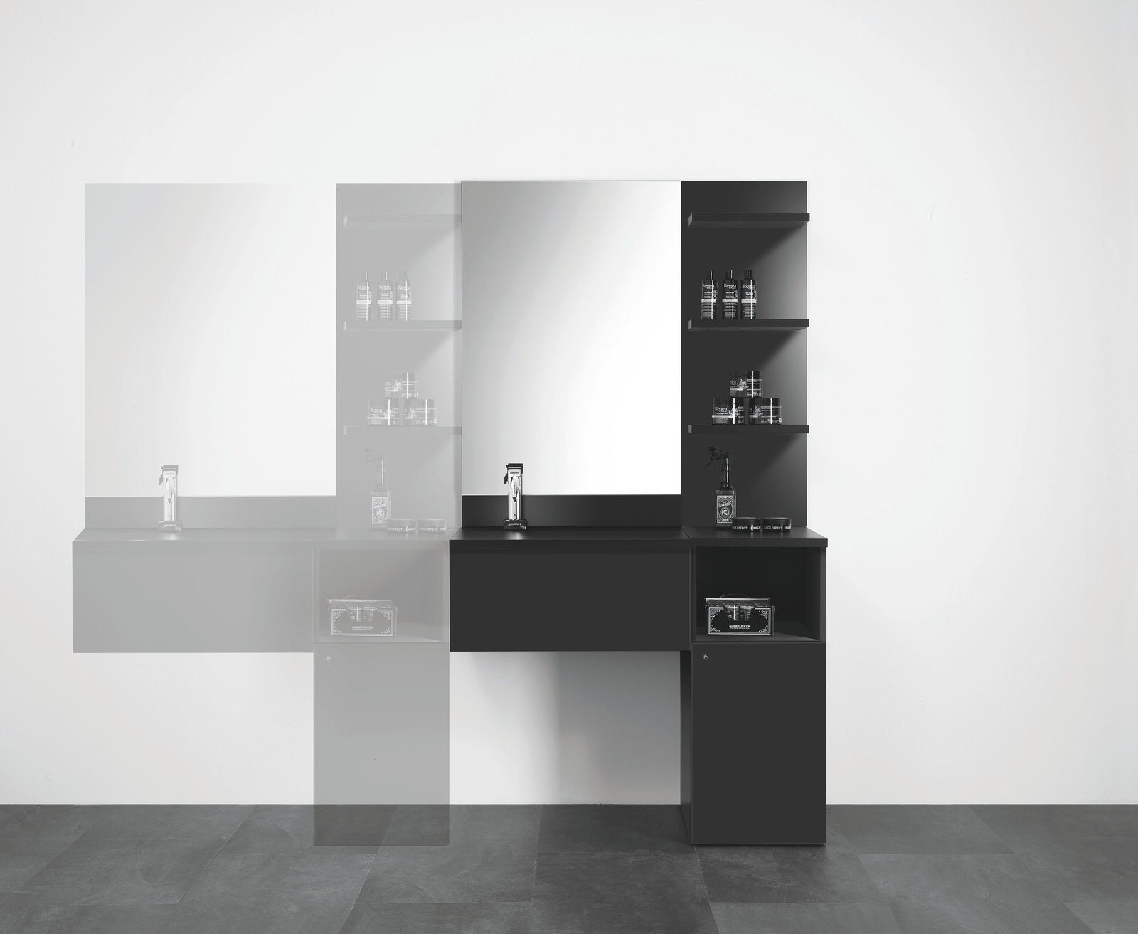 BARBER STATION LIGHT BLACK
Mobile da barbiere laminato
nero
