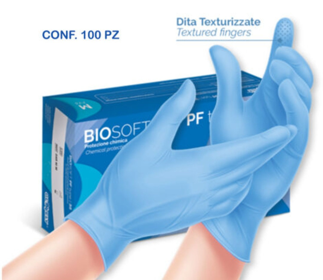 Guanti celesti da esaminazione in nitrile (100 pz. a conf. - 10 conf.) taglia M
Biosoft pf type 35